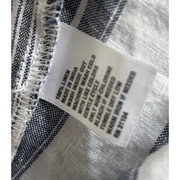 Crown And Ivy 100% Linen Dress/ Cover-up Sz XL Blue White Stripe Beach Nautical - Picture 6 of 6